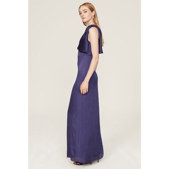 Sachin & Babi Chelsea Navy Blue Bow One Shoulder Sleeveless Formal Gown Size 2 - Picture 2 of 16